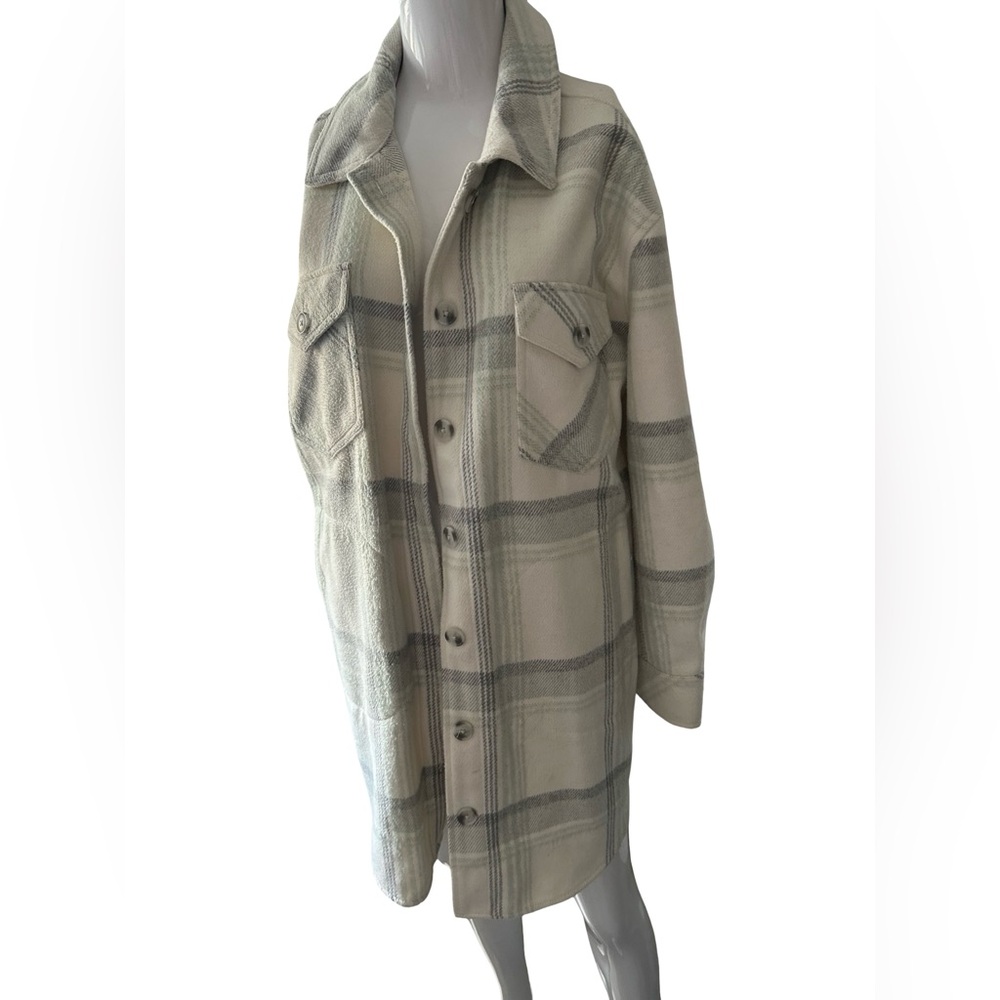 Gentle Fawn Plaid Utility Jacket in Cream and Gray